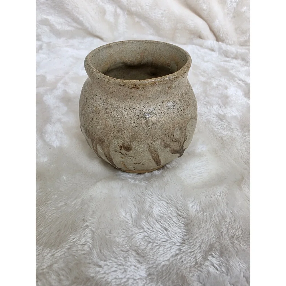 Handmade Ceramic Vase Rustic Drip Glaze Small Pot‎ Decor (Marked)